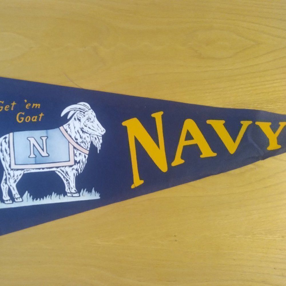 Vintage 60s Navy Goats Pennant Flag